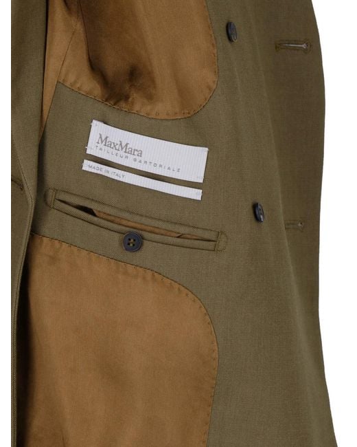 Max Mara Green Double-Breasted Virgin Wool Blazer