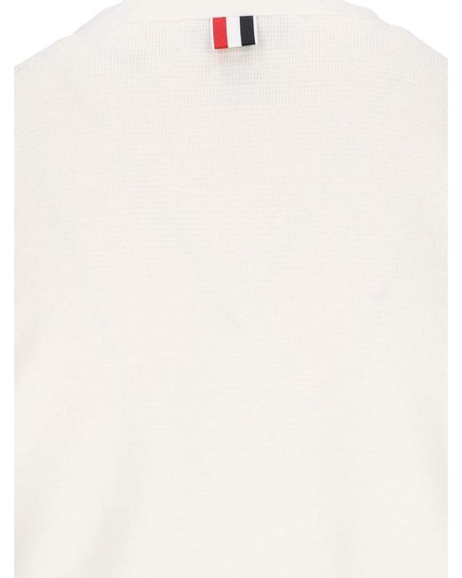 Thom Browne White 100% Virgin Wool Crewneck Sweater