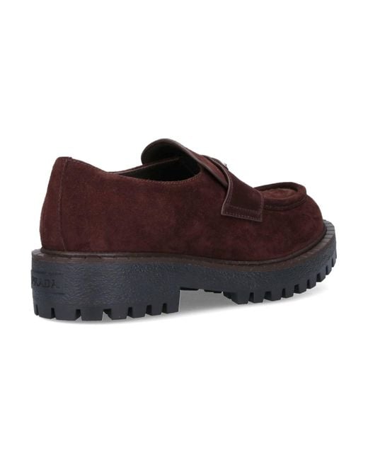 Prada Brown Suede Loafers for men
