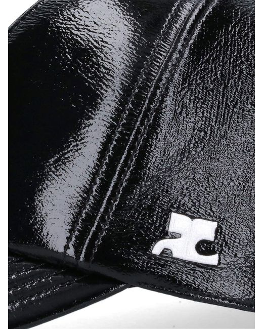 Courreges Black Structured Mini Brim Hat With Soft Stretch Finish