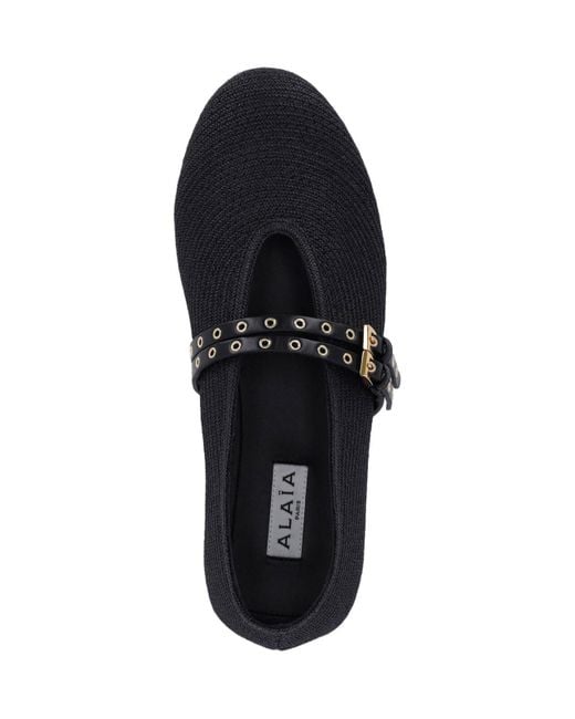 Alaïa Paper Straw Black Ballet Flats