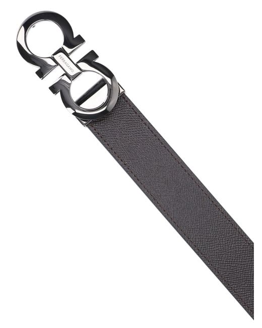 Ferragamo Black Reversible Calf Leather Belt for men