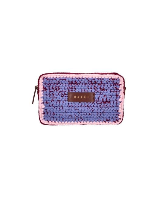 Marni Purple Wool And Calf Leather Bag With Metallic Hardware