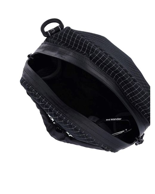 And Wander Black 'Reflective' Crossbody Pouch Bag for men