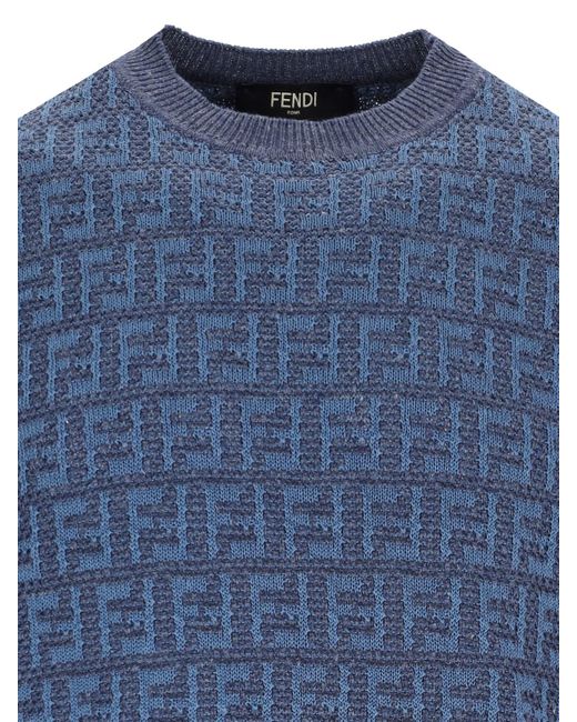 Fendi Blue Logo Sweater for men