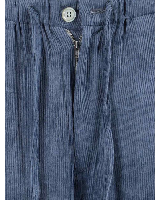 MYTHINKS Blue Ribbed Pants