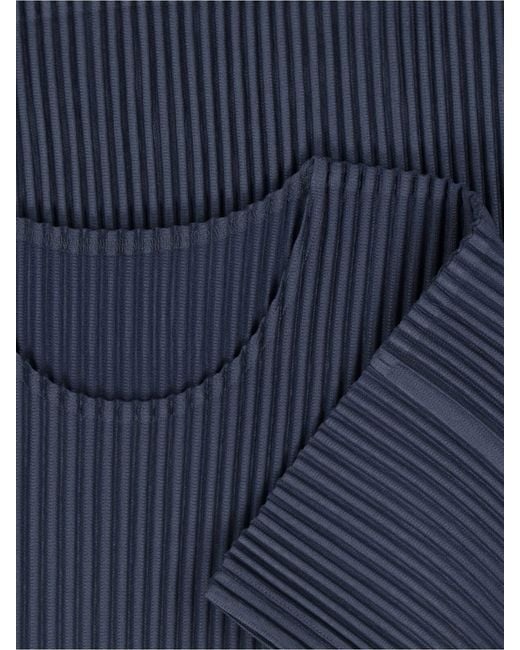 HOMME PLISSÉ Blue Pleated T-Shirt for men