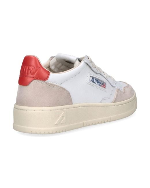 Autry White Low-Top Sneakers With Suede Overlays
