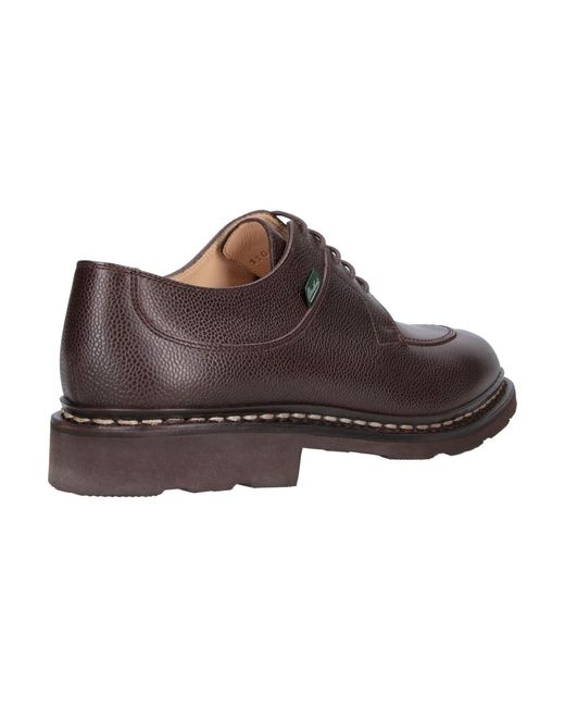 Paraboot Brown Pebbled Leather Lace-Up Derby Shoes for men