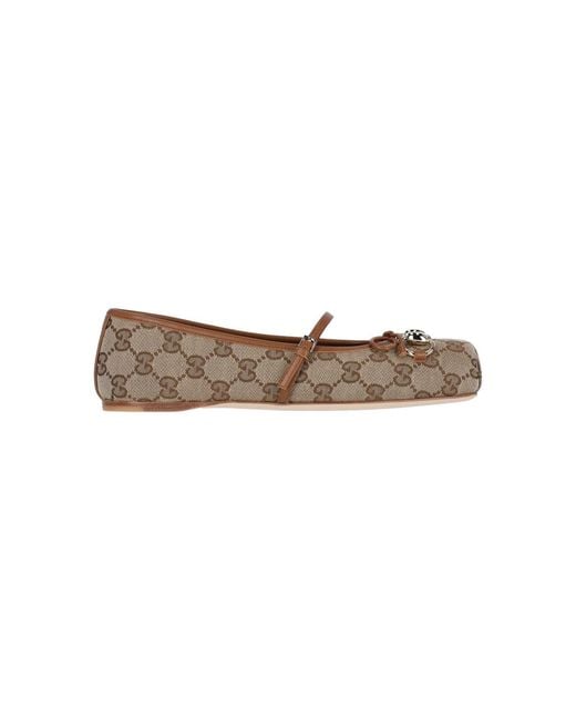 Gucci White Ballet Flats With Clamp