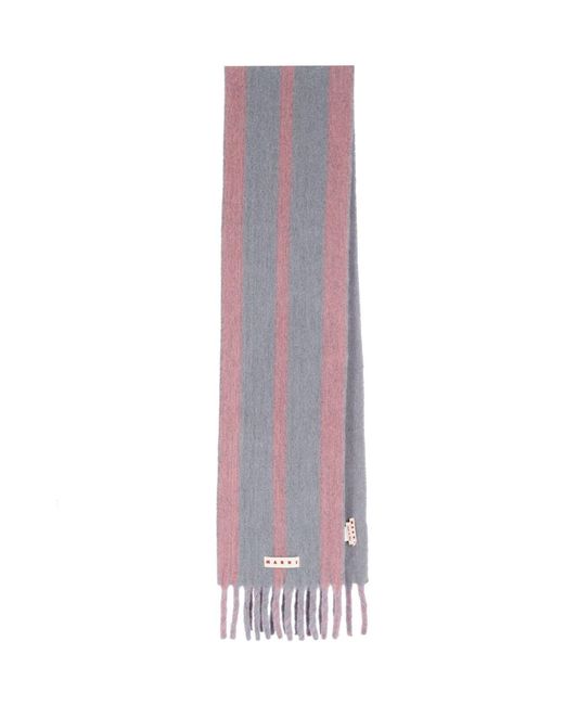 Sciarpa A Righe Logo di Marni in Purple