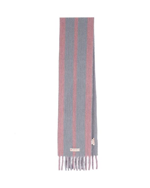 Sciarpa A Righe Logo di Marni in Purple