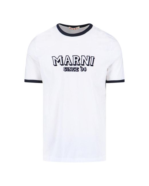Marni White Timeless T-Shirt With Standard Crew Neckline for men