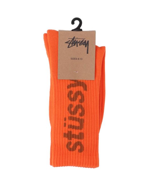 Stussy Orange Logo Socks for men