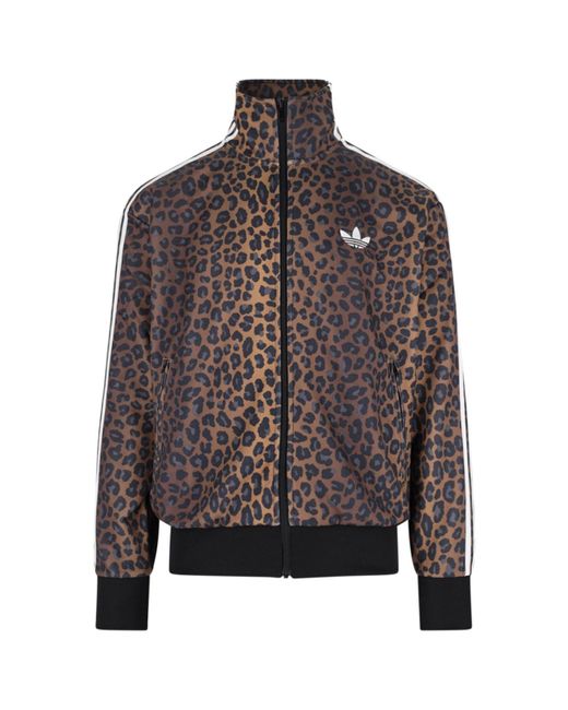 Adidas Brown 'Firebird Loose Leo' Zip Sweatshirt for men
