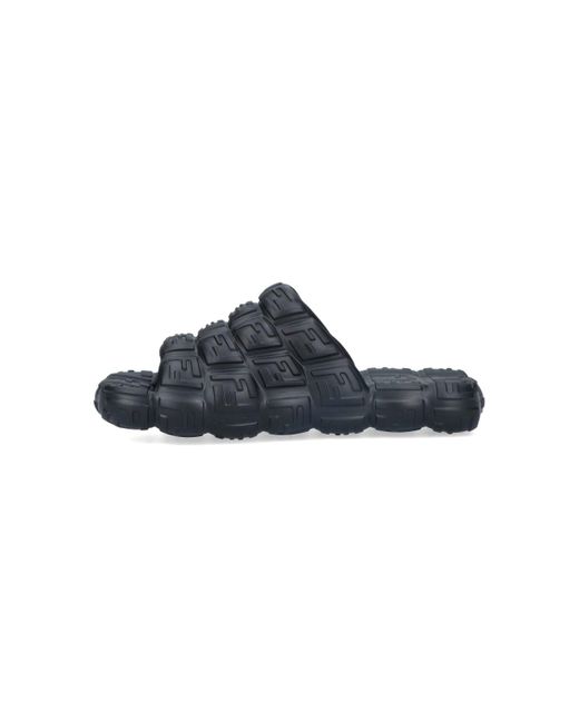Fendi Black Domino Cloud Rubber Slide for men
