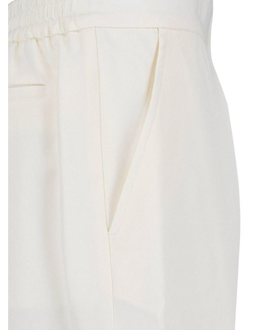 Victoria Beckham White Straight-Leg Trousers With Classic Waistband And Polished Finish