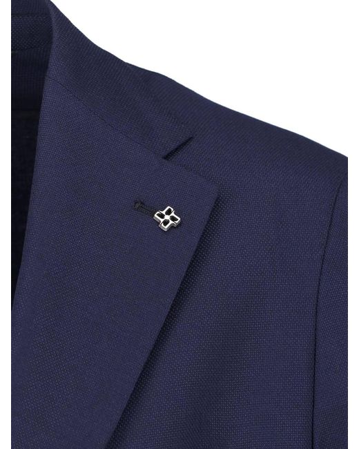 Tagliatore Blue Virgin Wool & Elastane Jacket for men