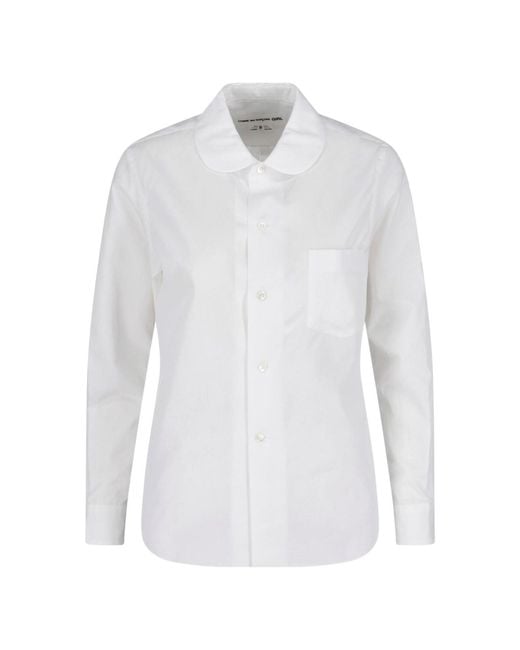 Comme des Garçons White Peter Pan Collar Pleated Shirt