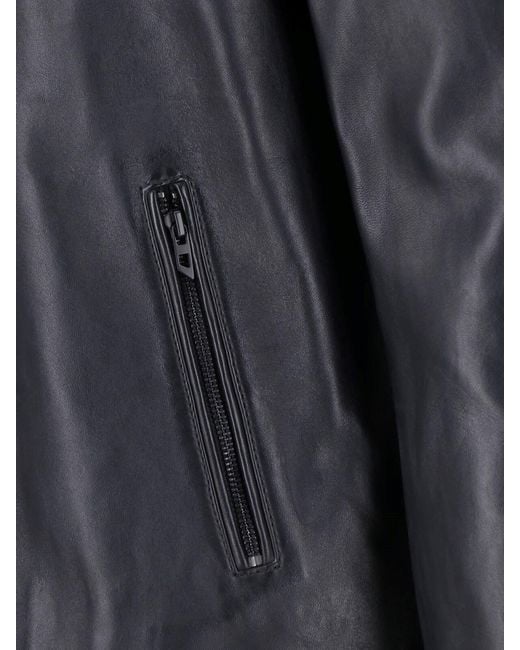 DIESEL Black Lambskin Oval D Leather Jacket for men