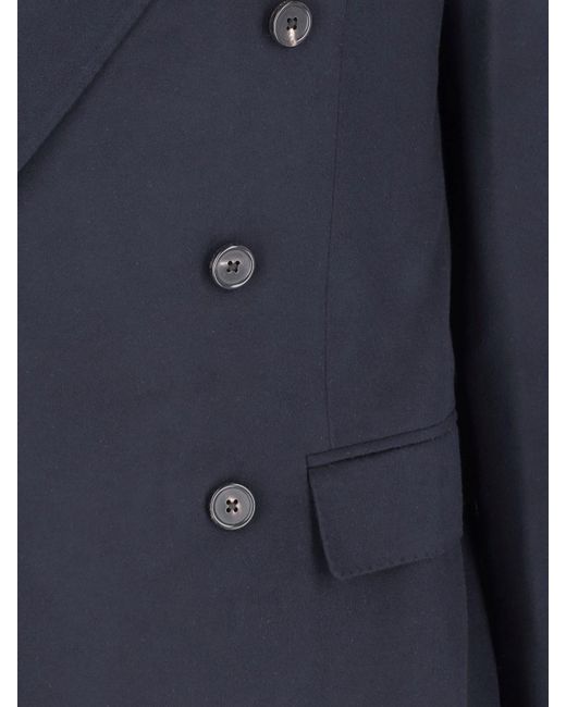 Loro Piana Blue Double-Breasted Blazer for men