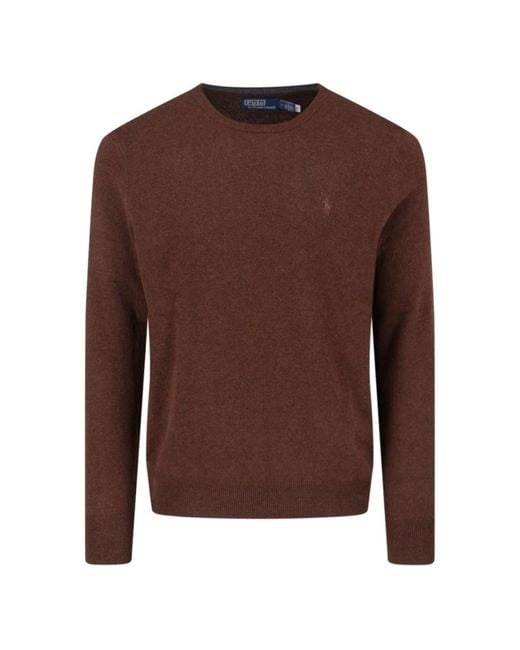 Polo Ralph Lauren Brown Sweater With Crew Neckline And Ribbed Details for men