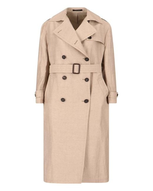 Tagliatore Natural Double-Breasted Wool Cotton Trench