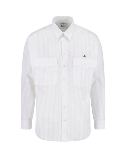 Vivienne Westwood White Achilles Striped Cotton Shirt for men