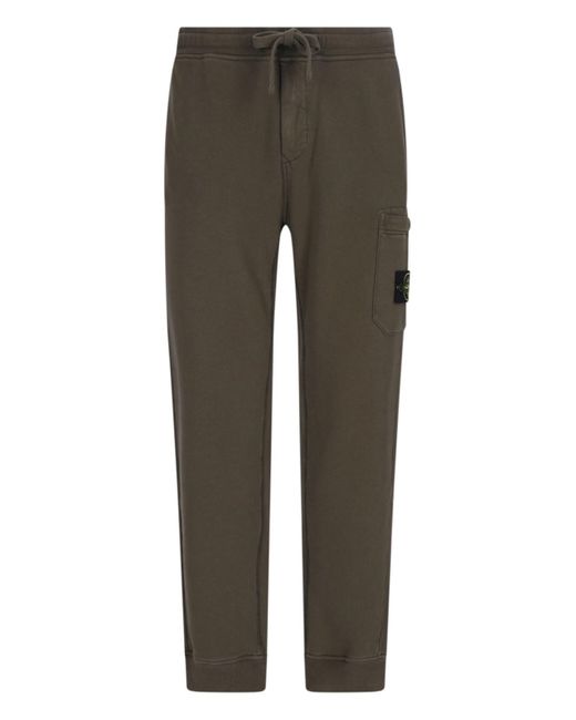 Stone Island Gray Logo Track Pants for men