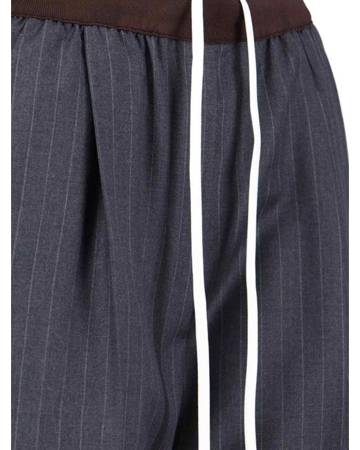Pantaloni In Lana Vergine Logo di Miu Miu in Blue