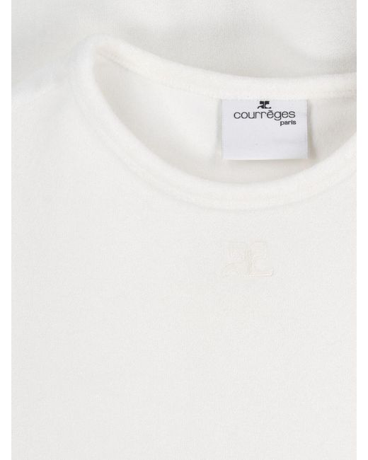 Courreges White Baby Spongy Embroidered Viscose T-Shirt