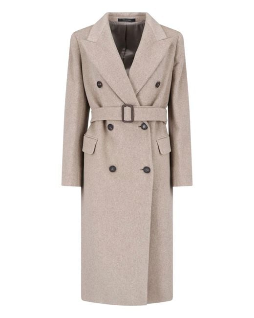 Tagliatore Natural Double-Breasted Coat "Jole"