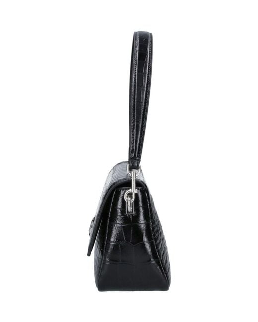 Tory Burch Black Croc-Embossed Leather Shoulder Bag