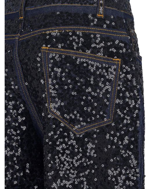 P.A.R.O.S.H. Blue Guff Sequin Straight Jeans