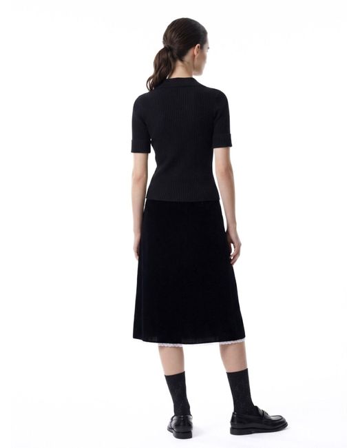 Courreges Black Fitted T-Shirt With Round Neckline