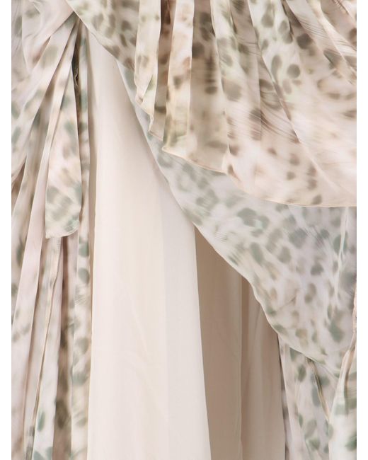 ROTATE BIRGER CHRISTENSEN Natural 'leopard Print' Chiffon Maxi Dress