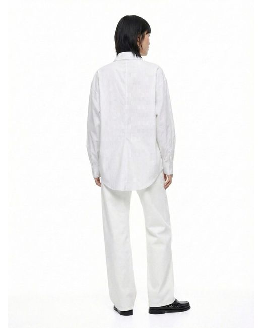 Filippa K White Hourglass Striped Cotton Formal Shirt