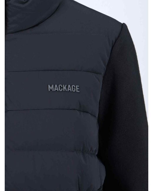 Mackage Blue Hybrid Puffer Jacket With Knit Sleeves