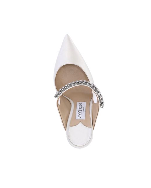 Jimmy Choo White Mules "Bing 100"