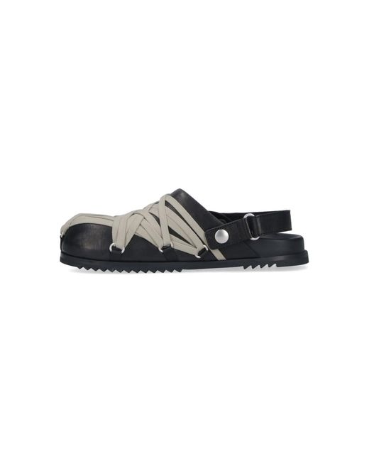 Rick Owens Black Mules "Megalace Granola"