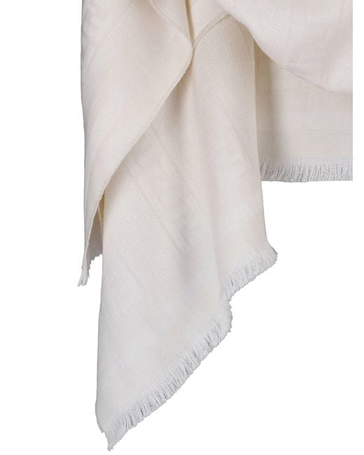 Fendi White Virgin Wool And Silk Poncho
