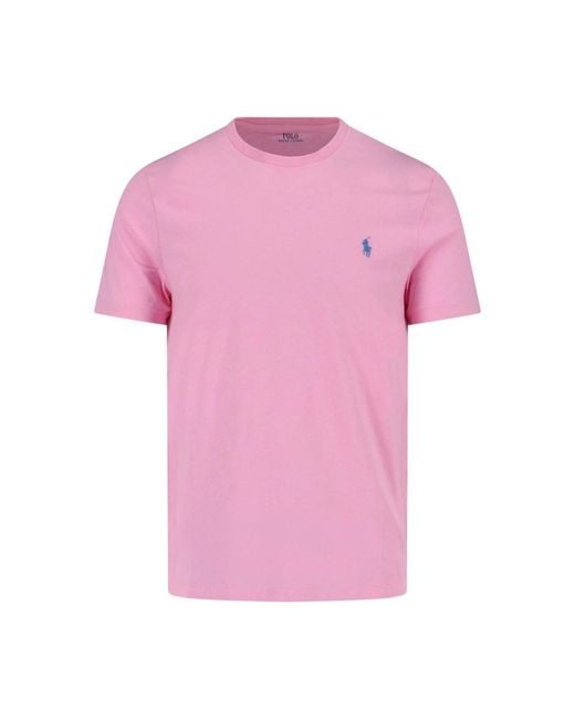 Polo Ralph Lauren Pink T-Shirt Logo Embroidery for men