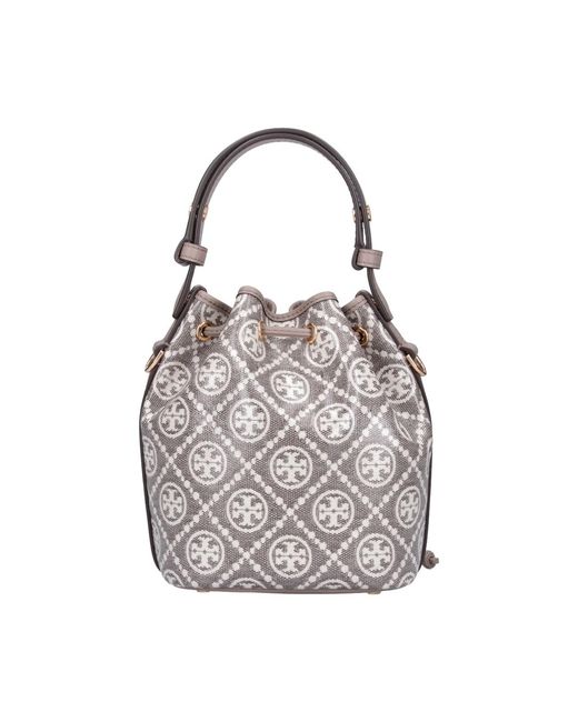 Borsa A Secchiello "T Monogram" di Tory Burch in White