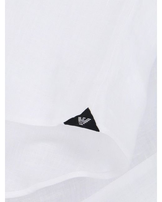 Emporio Armani White Mandarin Collar Shirt for men