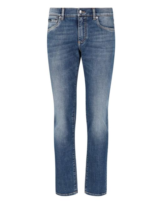 Jeans Dritti Dettagli Usured di Dolce & Gabbana in Blue da Uomo