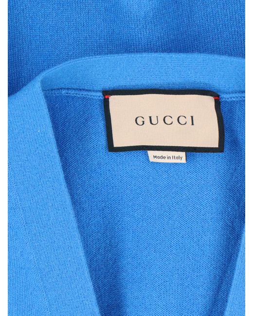 Cardigan In Maglia Cashmere di Gucci in Blue da Uomo