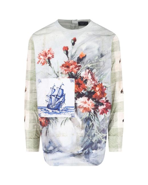 Prada White Printed Cotton Shirt for men