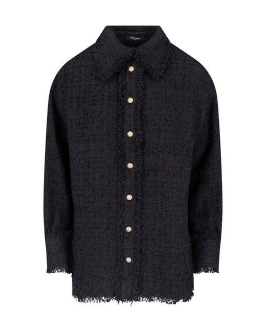 Balmain Blue Tweed Shirt