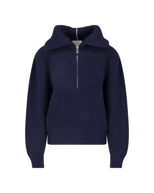 Malo Blue Cashmere Zip Sweater
