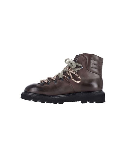 Premiata Brown Leather Ankle Boots for men